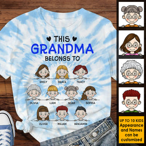 Cette grand-mère cool appartient à ses petits-enfants - Cadeau pour grand-mère, T-shirt unisexe personnalisé imprimé sur toute la surface