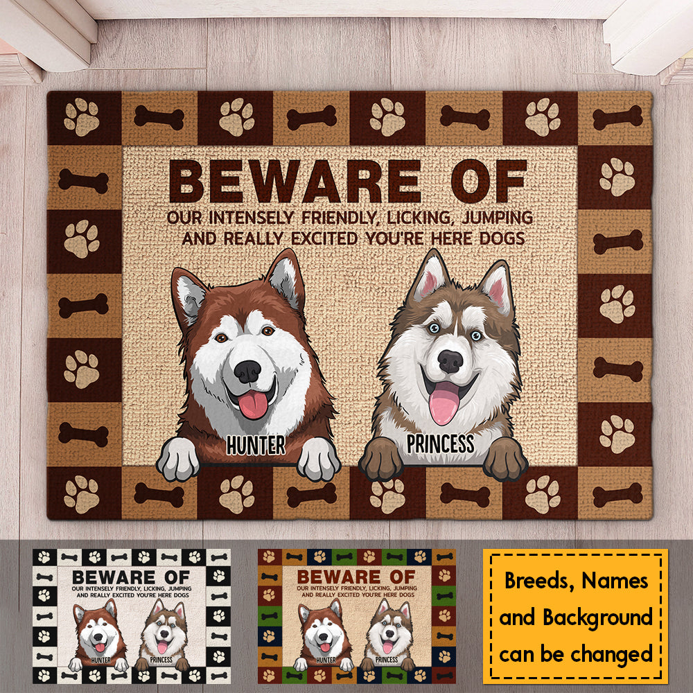 Attention à notre intensité - Tapis décoratif personnalisé - Cadeau pour amoureux des chiens, propriétaires de chiens, cadeau pour chien, cadeau pour amoureux des animaux