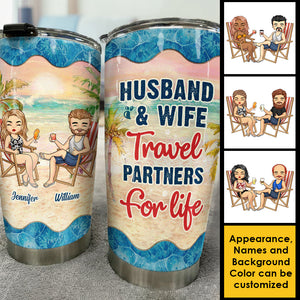 Partenaires de voyage pour la vie - Gobelet personnalisé - Cadeau pour couple, mari et femme