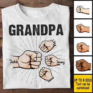 Grand-père Papa et enfants Fist Bump - Cadeau pour papa, grand-père - T-shirt unisexe personnalisé, sweat à capuche