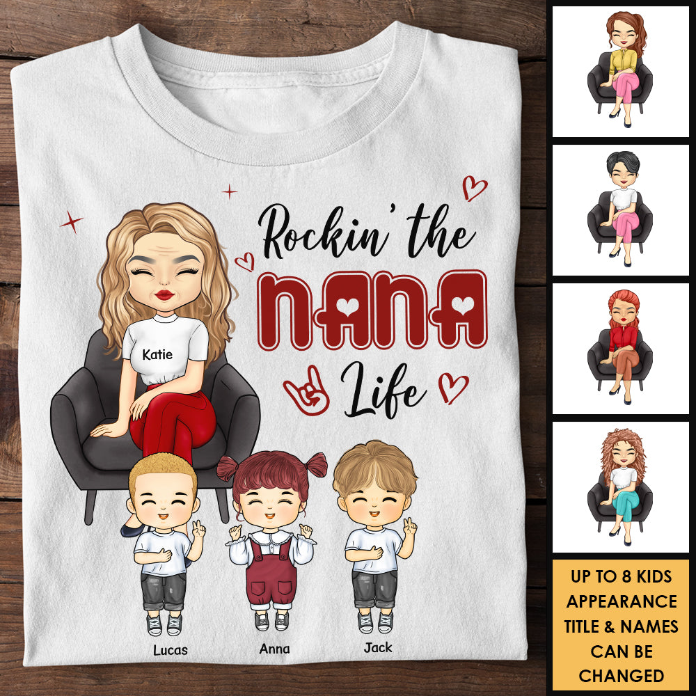 Rockin' The Mama Life - Cadeau pour maman, grand-mère - T-shirt unisexe personnalisé, sweat à capuche