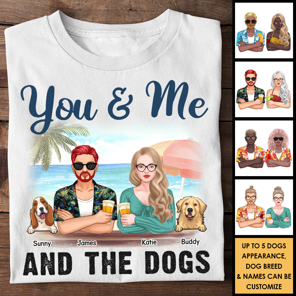 Toi, moi et les chiens - T-shirt unisexe personnalisé, sweat à capuche - Cadeau pour couple, mari et femme