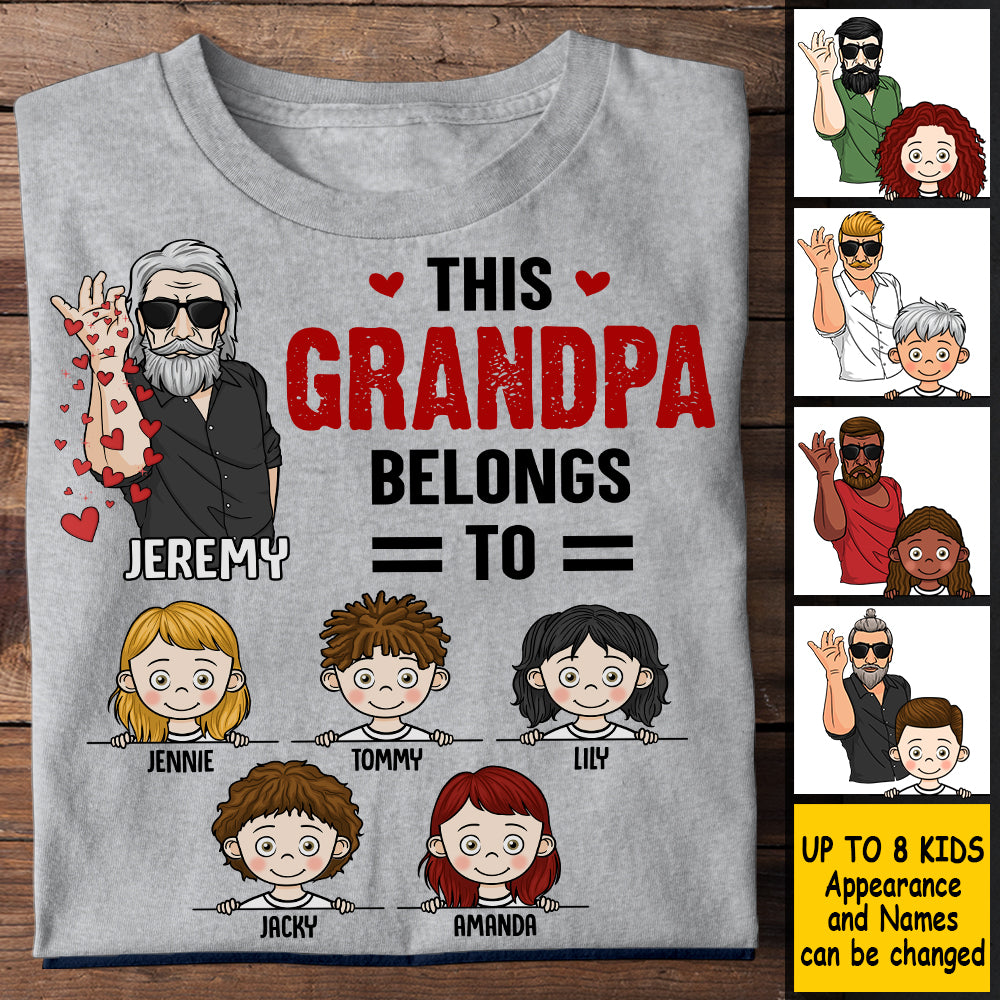 Ce grand-père appartient à - Cadeau pour papa, grand-père - T-shirt unisexe personnalisé, sweat à capuche