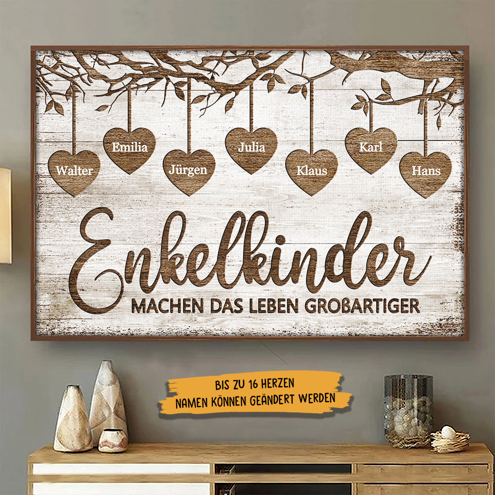 Enkelkinder Machen Das Leben Großartiger - Personalized Horizontal Poster German.