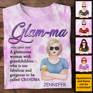 Glam-ma, une femme glamour avec des petits-enfants - Cadeau pour maman, grand-mère - T-shirt unisexe personnalisé imprimé sur toute la surface