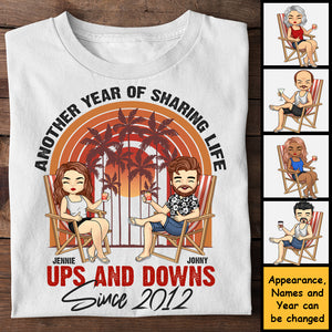 Une autre année à partager les hauts et les bas de la vie ensemble - T-shirt unisexe personnalisé, sweat à capuche, sweat-shirt - Cadeau pour couple, mari et femme, anniversaire, fiançailles, mariage, cadeau de mariage