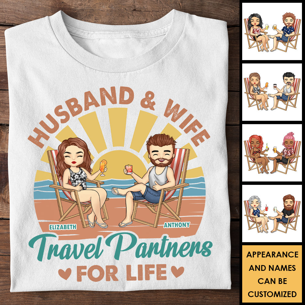 Partenaires de voyage pour la vie - T-shirt et sweat à capuche unisexe personnalisé - Cadeau pour couple, mari et femme