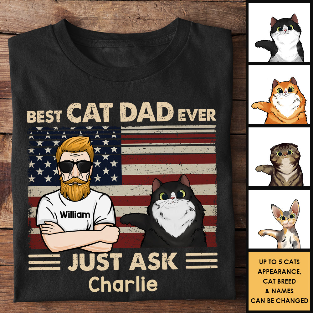 Meilleur papa chat de tous les temps - Just Ask Cats - Cadeau pour papa chat - T-shirt unisexe personnalisé, sweat à capuche