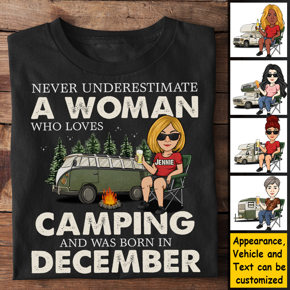 Une femme qui aime le camping - T-shirt et sweat à capuche unisexe personnalisé - Cadeau pour les amateurs de camping