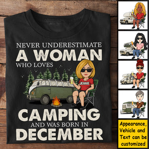 Une femme qui aime le camping - T-shirt et sweat à capuche unisexe personnalisé - Cadeau pour les amateurs de camping