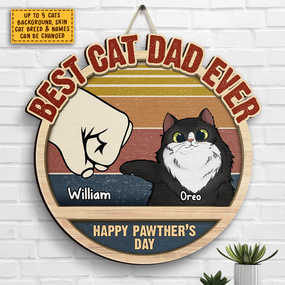 Joyeux anniversaire Pawther, papa chat ! Panneau en bois personnalisé ! Cadeau pour papa, cadeau pour la fête des pères