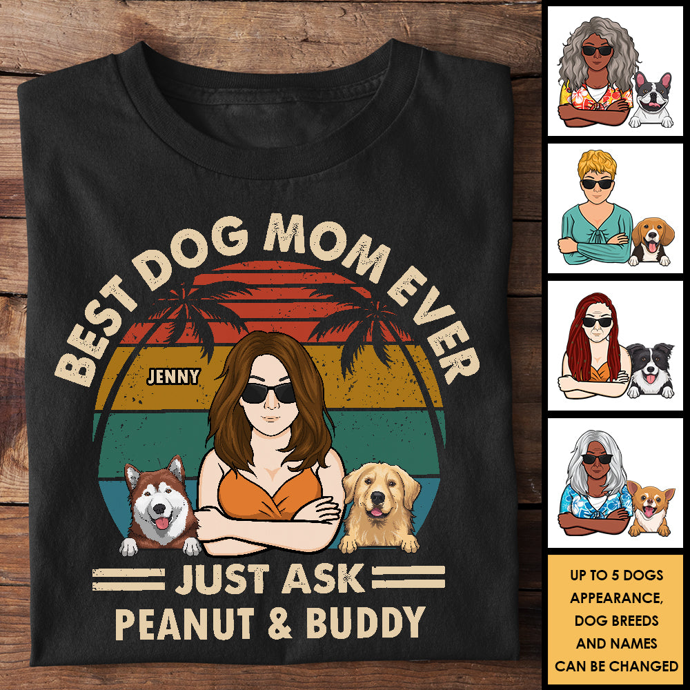 Meilleure maman de chien, demandez-lui simplement ! T-shirt et sweat à capuche unisexe personnalisé ! Cadeau pour les amoureux des animaux