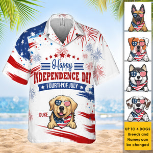 Joyeux 4 juillet ! T-shirt hawaïen personnalisé ! Cadeau pour papa, cadeau pour amoureux des animaux