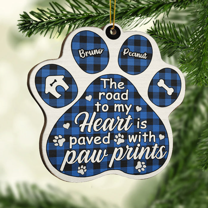 The Road To My Heart Is Paved With Paw Prints - Personalized Shaped Ornament.