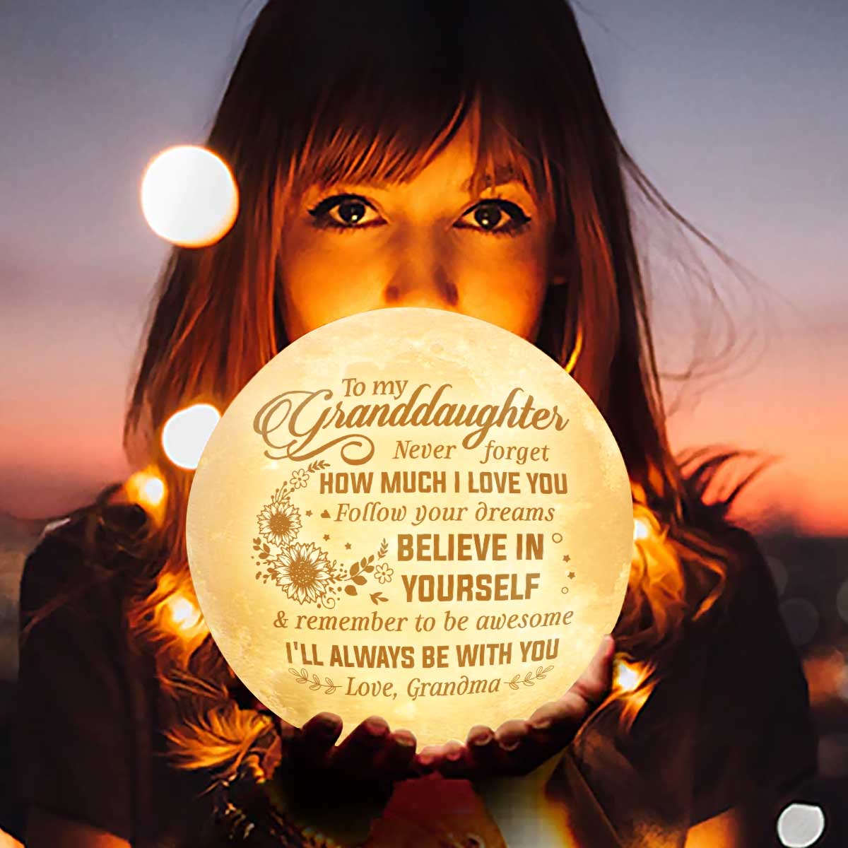 Suivez vos rêves - Lampe lunaire - Pour ma petite-fille, cadeau pour petite-fille, cadeau de grand-mère pour petite-fille, cadeau d'anniversaire pour petite-fille, cadeau de Noël