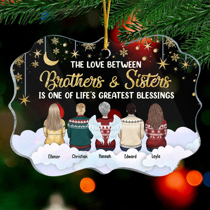 L'amour entre frères et sœurs - Décoration de Noël personnalisée en acrylique en forme de Benelux - Cadeau pour frères et sœurs, cadeau de Noël