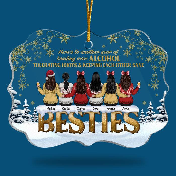 Voici une autre année de liens autour de l'alcool - Décoration de Noël personnalisée en acrylique en forme de Benelux - Cadeau pour meilleure amie, meilleure amie, sœur, cadeau d'anniversaire pour meilleure amie et amie, cadeau de Noël