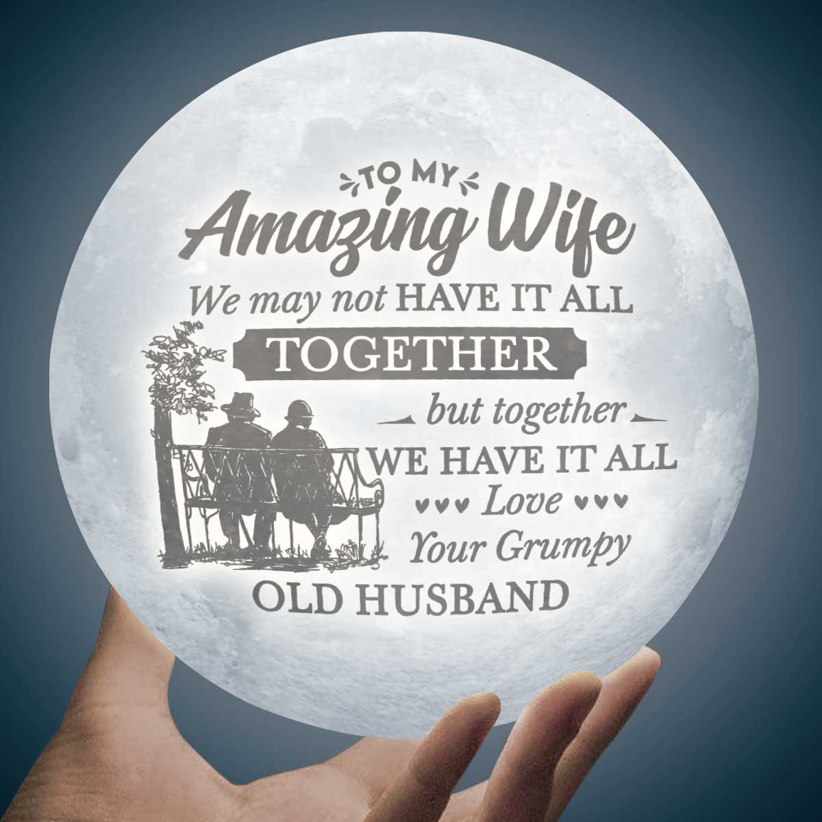 Ensemble, nous avons tout - Lampe de lune - À ma femme, cadeau pour femme, anniversaire, fiançailles, mariage, cadeau de mariage, cadeau de Noël