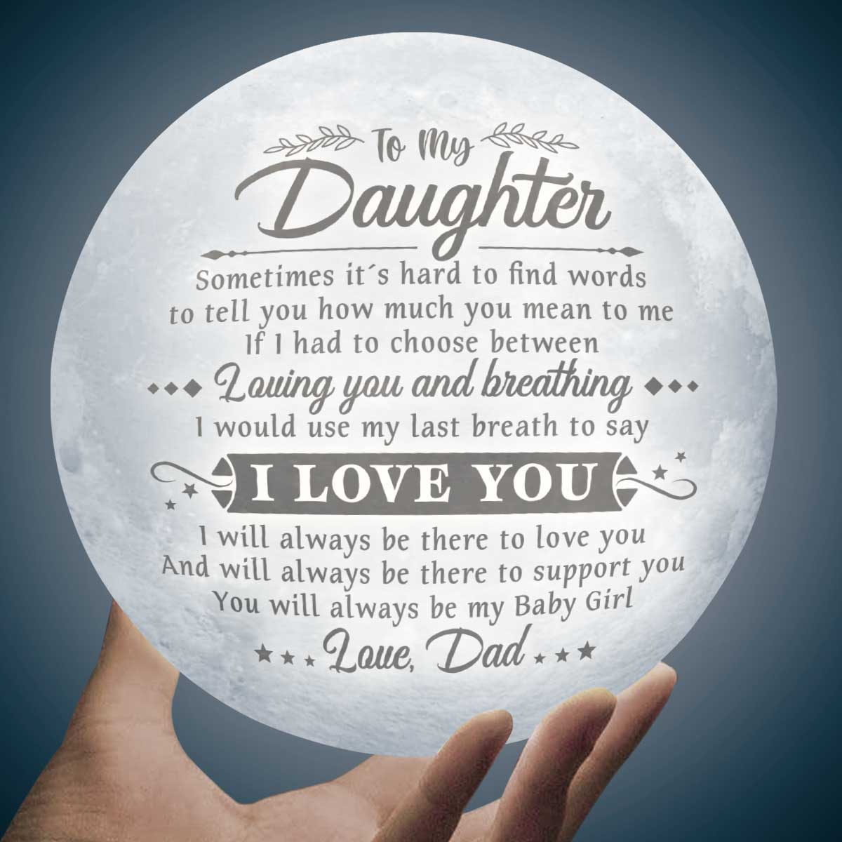 Je serai toujours là pour te soutenir - Lampe Lune - Pour ma fille, Cadeau pour fille, Cadeau fille de papa, Cadeau d'anniversaire pour fille, Cadeau de Noël