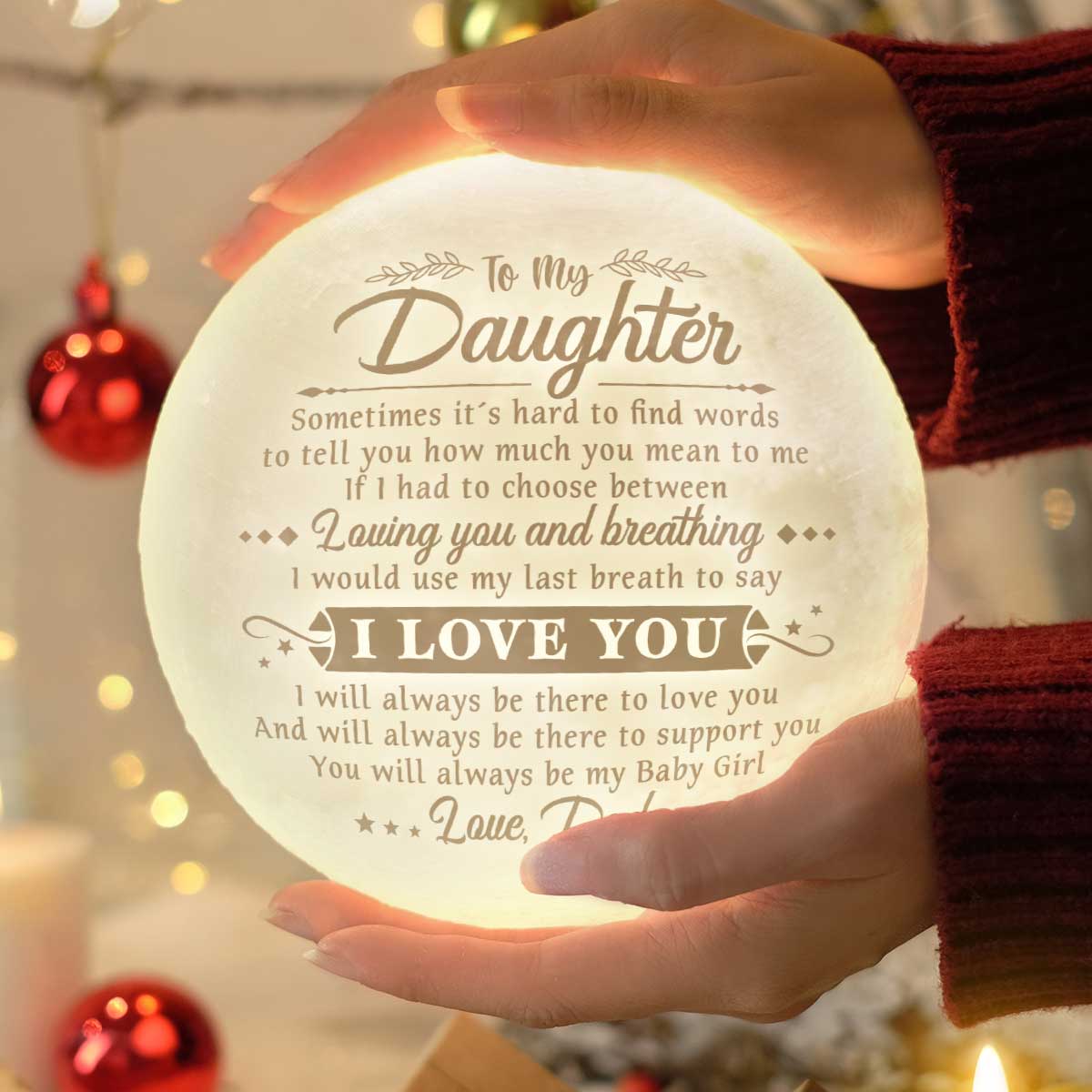 Je serai toujours là pour te soutenir - Lampe Lune - Pour ma fille, Cadeau pour fille, Cadeau fille de papa, Cadeau d'anniversaire pour fille, Cadeau de Noël