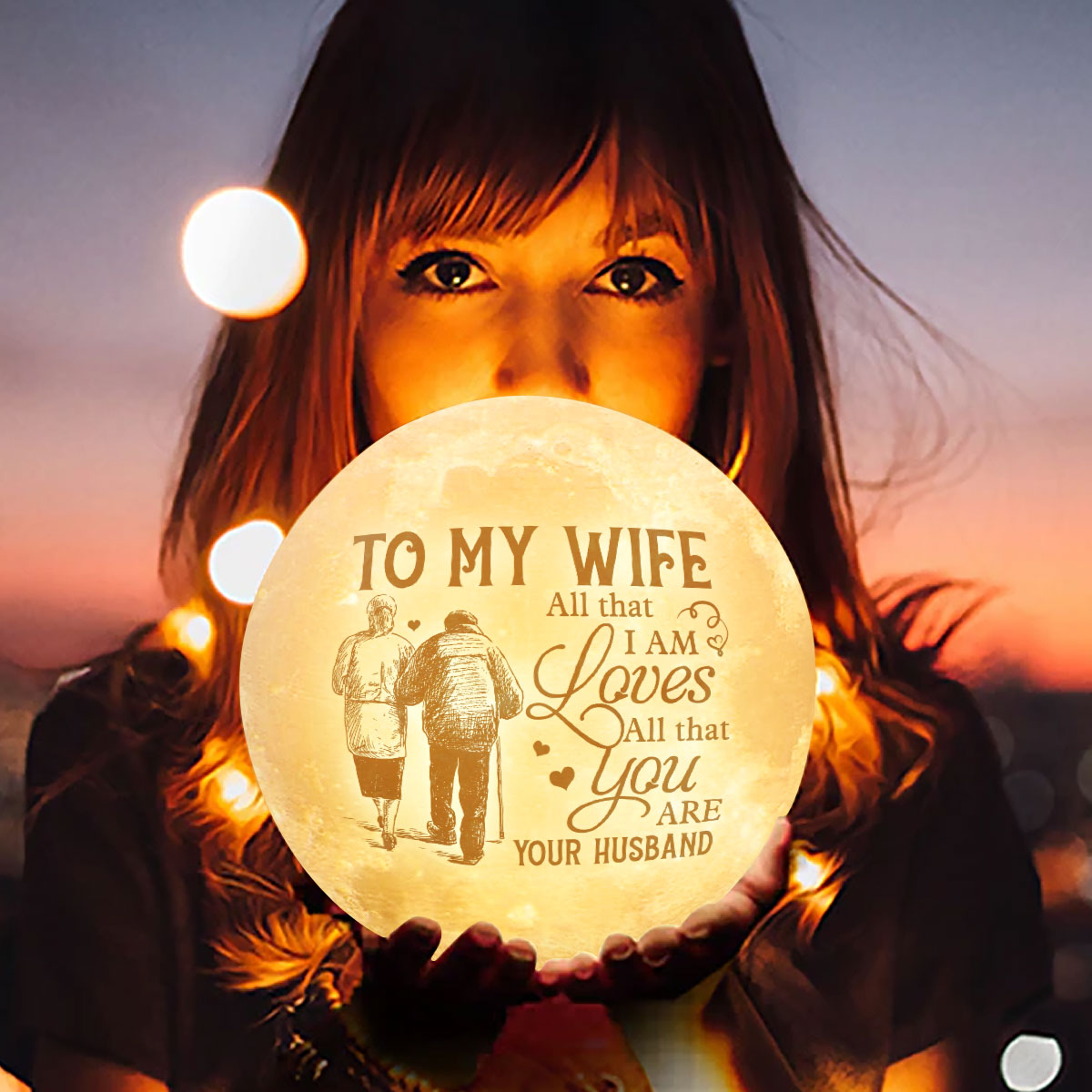 Tout ce que je suis aime tout ce que tu es - Lampe de lune - À ma femme, cadeau pour femme, anniversaire, fiançailles, mariage, cadeau de mariage, cadeau de Noël