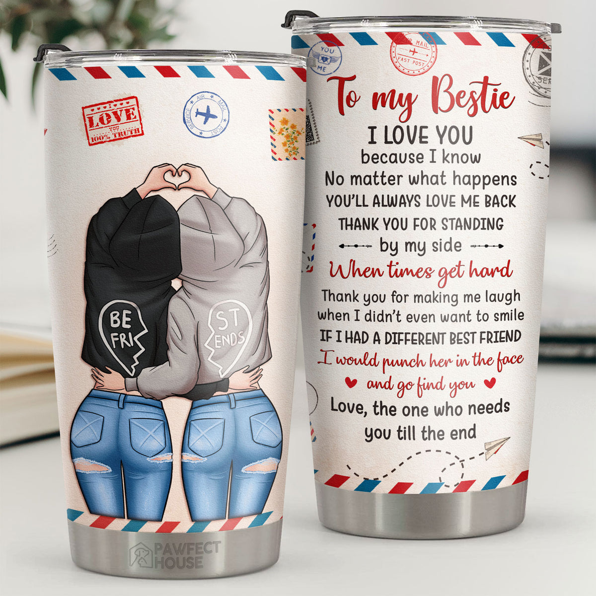 Pawfect House 20oz Tumbler - Thank You For Standing By My Side - Stainless Steel Insulated Tumbler Cute Tumbler For Womens Birthday Gifts For Friend Christmas Best Friends Wedding Bestie Gifts