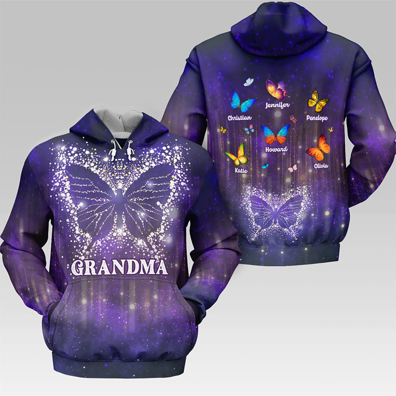 Grandma Is My Angel - Family Personalized Custom Unisex All-Over Printed Hoodie - Mother's Day, Gift For Grandma