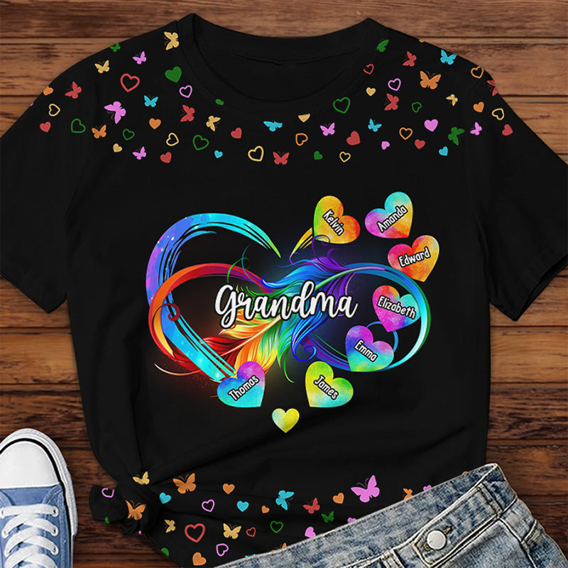Grand-mère est notre plus grand ange sur Terre - T-shirt unisexe personnalisé imprimé sur toute la surface - Cadeau de fête des mères et d'anniversaire pour grand-mère