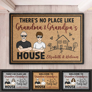 Bienvenue chez Grand-père et Grand-mère - Tapis décoratif personnalisé pour la famille - Cadeau pour grand-mère et grand-père