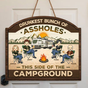 This Side Of The Campground - Camping Personalized Custom Shaped Home Decor Wood Sign - House Warming Gift For Best Friends, BFF, Sisters, Camping Lovers
