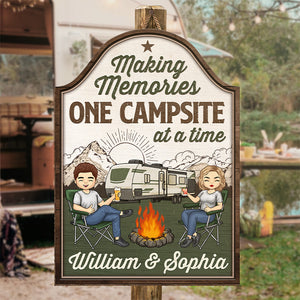Partenaires de camping pour la vie - Panneau en bois personnalisé pour décoration d'intérieur - Cadeau de pendaison de crémaillère pour couples, mari et femme, amoureux du camping