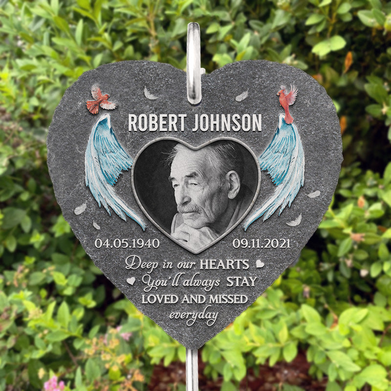 Photo personnalisée que vous serez toujours aimé - Mémorial personnalisé Ardoise de jardin commémorative et crochet - Cadeau de condoléances, cadeau pour les membres de la famille