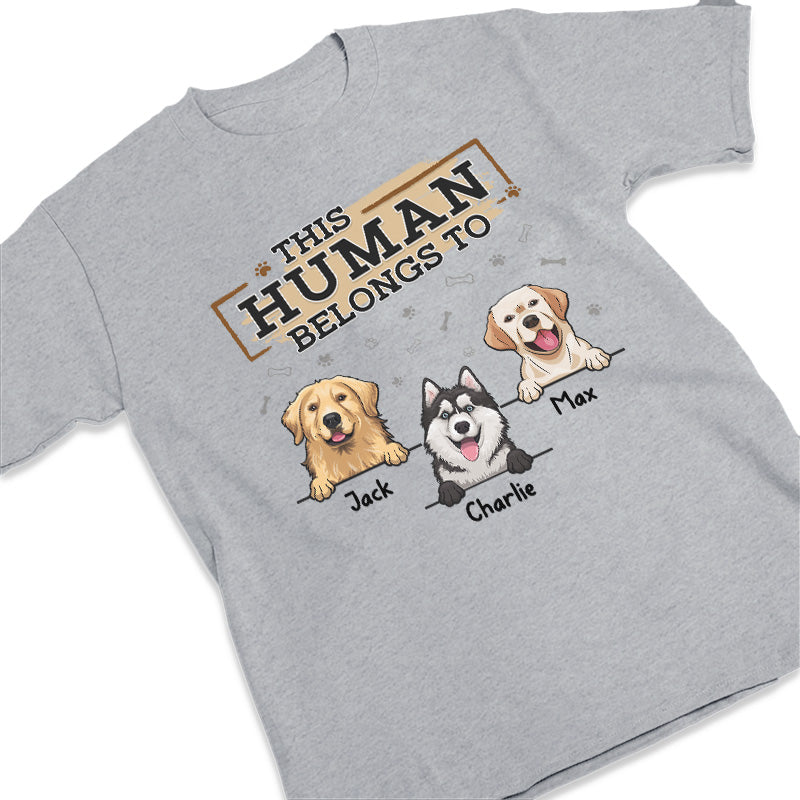 Cet humain m'appartient, bébé en fourrure - T-shirt unisexe personnalisé pour chien, sweat à capuche, sweat-shirt - Fête des pères, cadeau pour les propriétaires d'animaux, amoureux des animaux