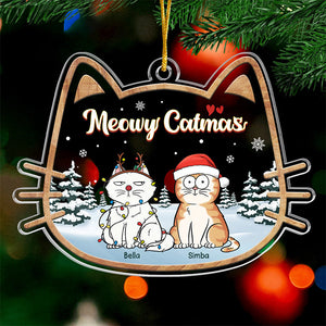 Les chats illuminent les fêtes de fin d'année ! Décoration personnalisée en acrylique en forme de chat ! Cadeau de Noël pour les propriétaires et les amoureux des animaux.