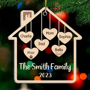Décoration de Noël personnalisée en acrylique, de cœur à cœur, pour toute la famille
