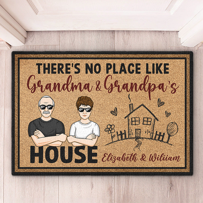 Bienvenue chez Grand-père et Grand-mère - Tapis décoratif personnalisé pour la famille - Cadeau pour grand-mère et grand-père
