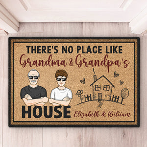 Bienvenue chez Grand-père et Grand-mère - Tapis décoratif personnalisé pour la famille - Cadeau pour grand-mère et grand-père