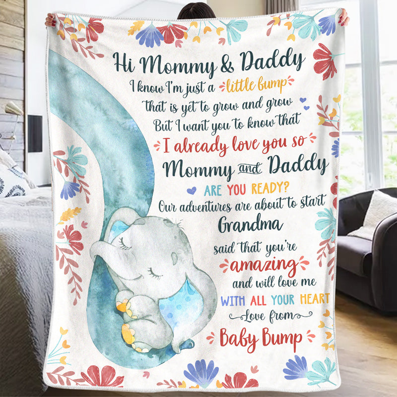 Custom Blanket - Personalized Baby Shower, Gender Reveal Gifts For New Moms, New Dads, New Parents - A Little Bump