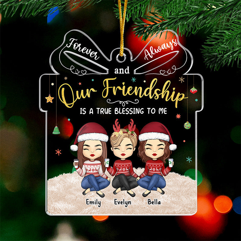 Nous serons toujours amis - Décoration personnalisée Bestie - Boîte cadeau en acrylique en forme de boîte - Cadeau de Noël pour meilleures amies, meilleures amies, sœurs