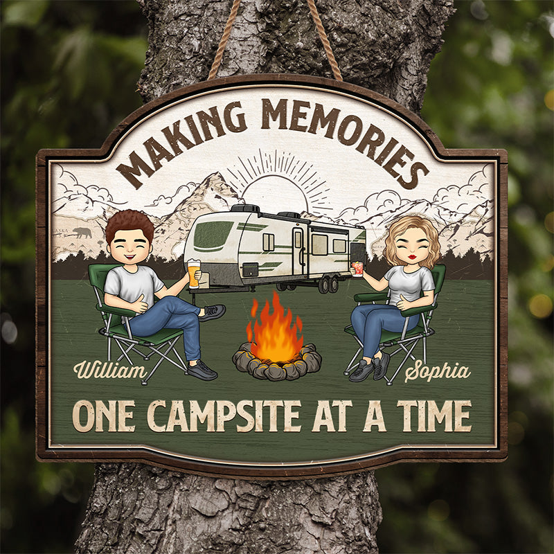 Partenaires de camping pour toujours - Panneau en bois personnalisé pour décoration d'intérieur - Cadeau de pendaison de crémaillère pour couples, mari et femme, amoureux du camping