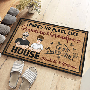 Bienvenue chez Grand-père et Grand-mère - Tapis décoratif personnalisé pour la famille - Cadeau pour grand-mère et grand-père