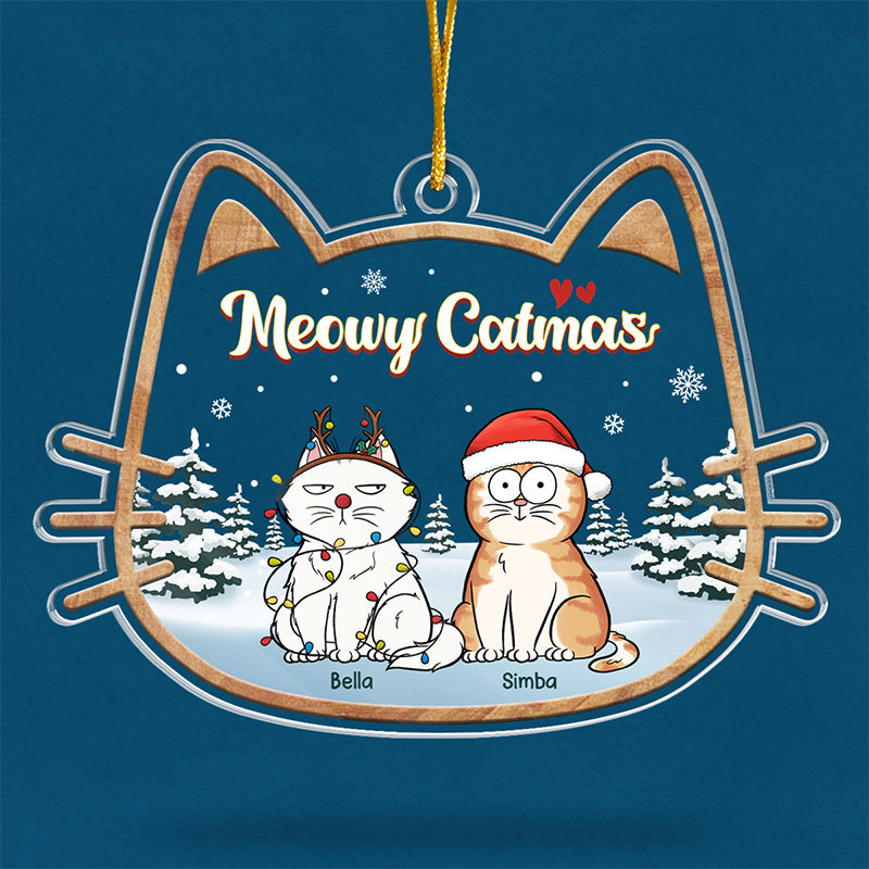 Les chats illuminent les fêtes de fin d'année ! Décoration personnalisée en acrylique en forme de chat ! Cadeau de Noël pour les propriétaires et les amoureux des animaux.