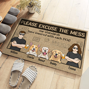 Tapis décoratif personnalisé pour chien et chat : une dame folle et son vieil homme grincheux ! Cadeau pour les amoureux des animaux.