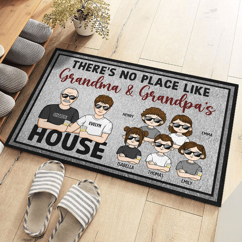 Il n'y a pas de meilleur endroit que la maison de grand-père et grand-mère - Tapis décoratif personnalisé pour la famille - Cadeau pour grand-mère et grand-père