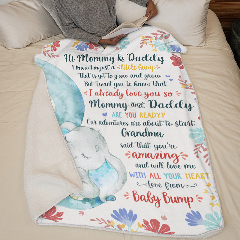 Custom Blanket - Personalized Baby Shower, Gender Reveal Gifts For New Moms, New Dads, New Parents - A Little Bump