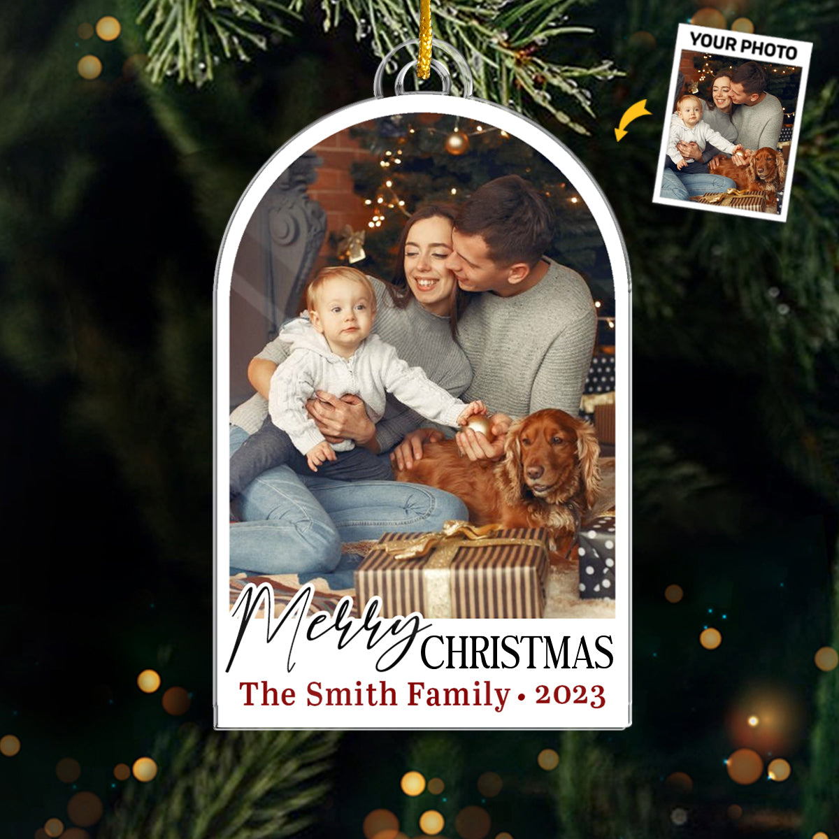 Custom Photo All Hearts Come Home For Christmas - Family Personalized Custom Ornament - Acrylic Custom Shaped - Christmas Gift For Family Members