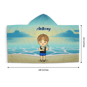 Let's Seas The Day - Serviette de plage à capuche personnalisée pour enfants - Cadeau pour enfants et membres de la famille