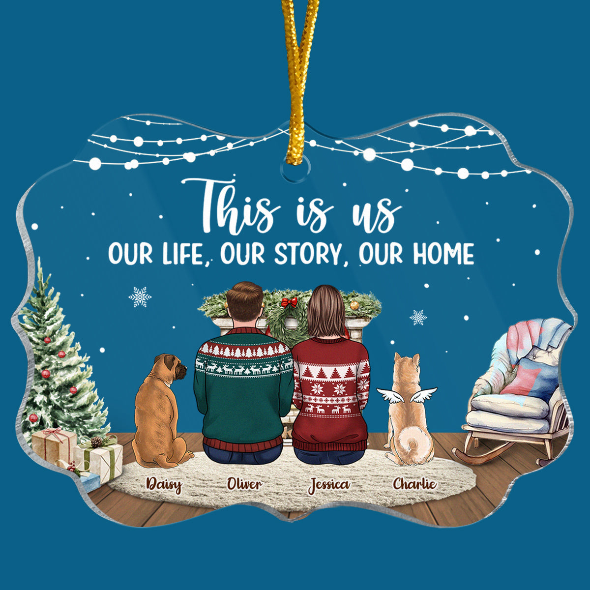 Tous les cœurs rentrent à la maison pour Noël - Ornement commémoratif personnalisé - Forme Benelux en acrylique - Cadeau de Noël, cadeau de condoléances pour les propriétaires d'animaux et les amoureux des animaux