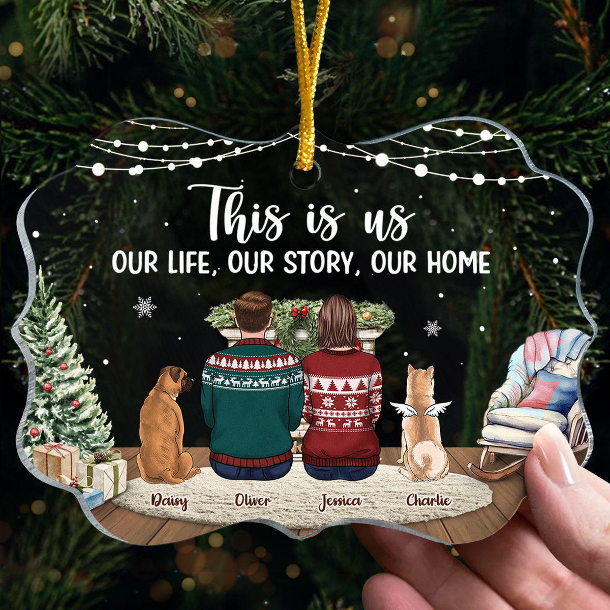 Tous les cœurs rentrent à la maison pour Noël - Ornement commémoratif personnalisé - Forme Benelux en acrylique - Cadeau de Noël, cadeau de condoléances pour les propriétaires d'animaux et les amoureux des animaux