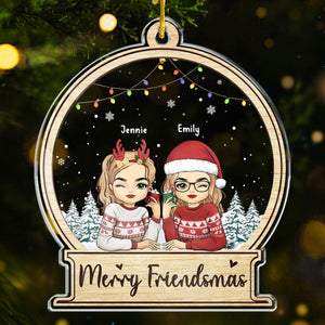 Joyeux Noël entre amis - Décoration personnalisée en acrylique pour meilleure amie, meilleure amie, sœur. Cadeau de Noël pour les meilleures amies, les meilleures amies et les sœurs.